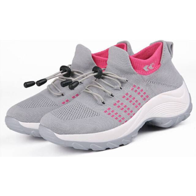 (Grey, UK 6.5) Women Ortho Stretch Cushion Sneakers Orthopedic Diabetic Running Walking Shoes