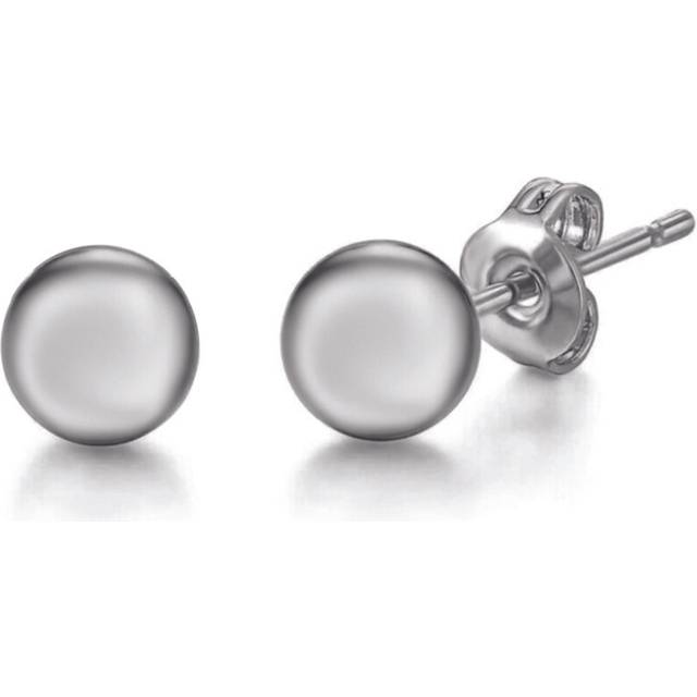 Ladies 18ct white gold jewelco london spherical bead ball stud earrings - 3mm