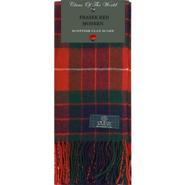 Fraser Red Modern Tartan Clan Scarf 100% Soft Lambswool