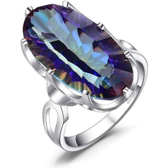 8 CT Oval Mystic Topaz Solitaire Cocktail Ring in 0.925 Sterling Silver - Size 6