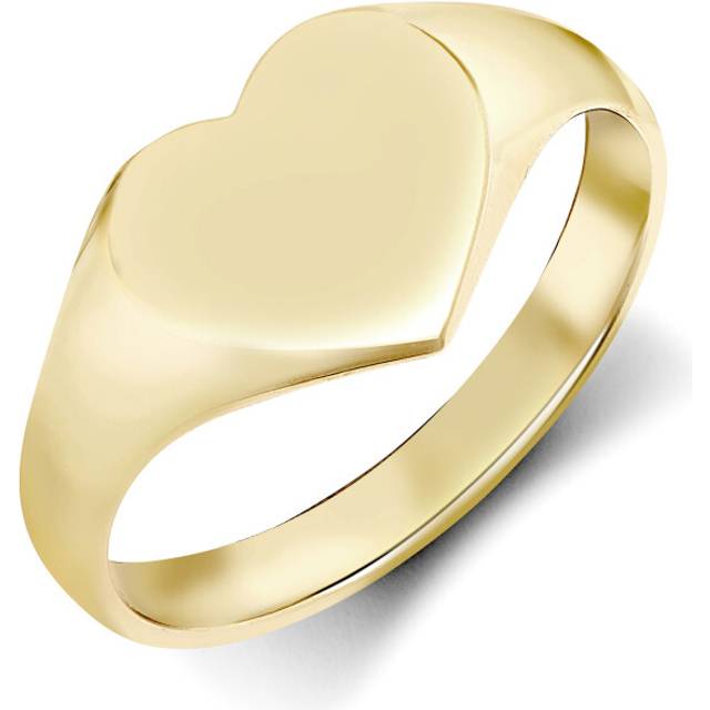 (K) Jewelco London Ladies Solid 9ct Yellow Gold Love Heart Signet Ring