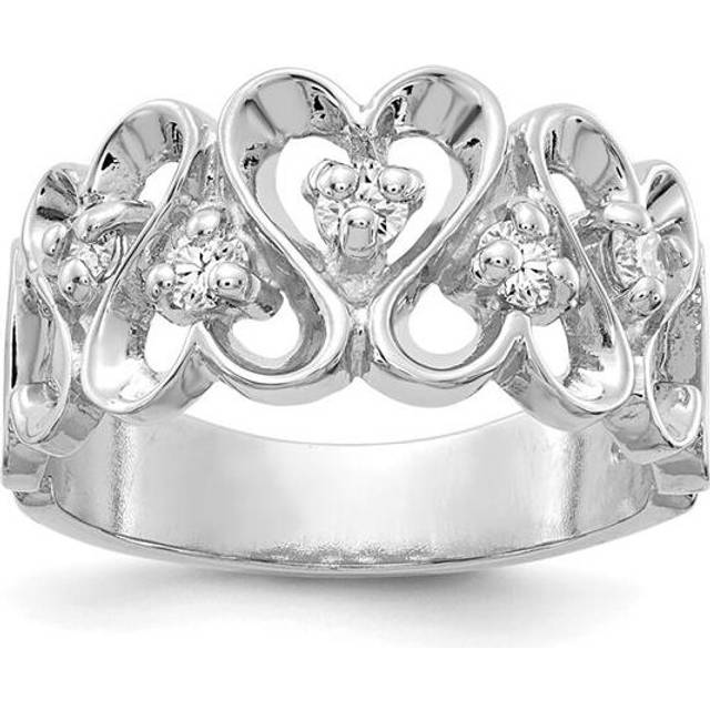 14K White Gold Polished 0.30 CTW Diamond Heart Mounting Ring, Size 6