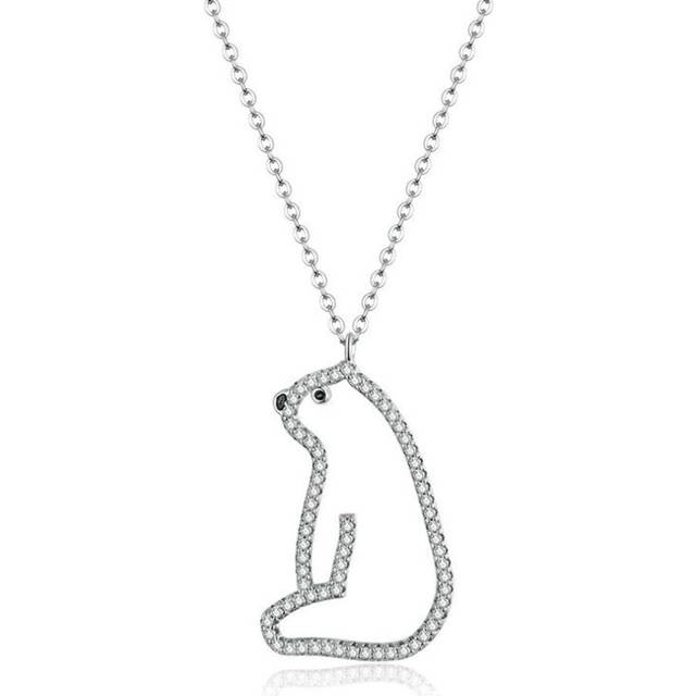 Cute Polar Bear Short Necklace for Women Silver plating Collar Jewelry