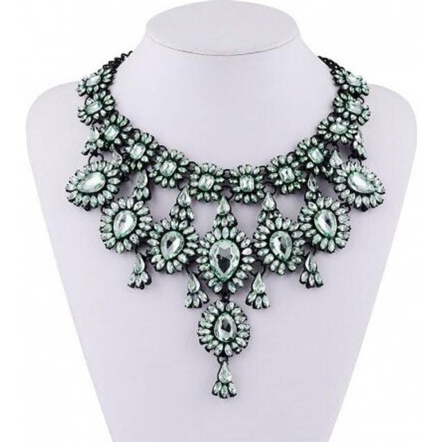 Luxury Crystal Big Bib Choker Necklace Women Boho Statement Big Choker Necklace Femme Indian Rhinestone Large Collar Necklace