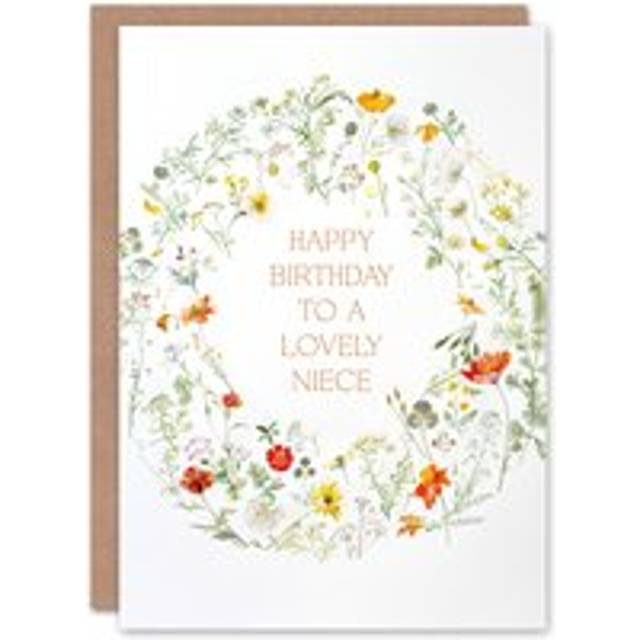 Niece Happy Birthday Card Simple Delicate Floral Circle Gardening Greeting Card