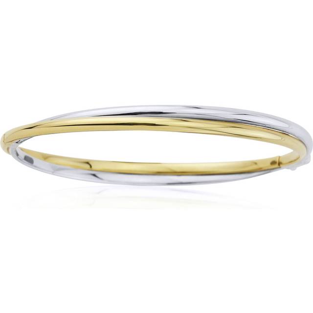Jewelco London 9ct 2-Colour Gold Russian Wedding Style Bangle Bracelet - BNNR02443