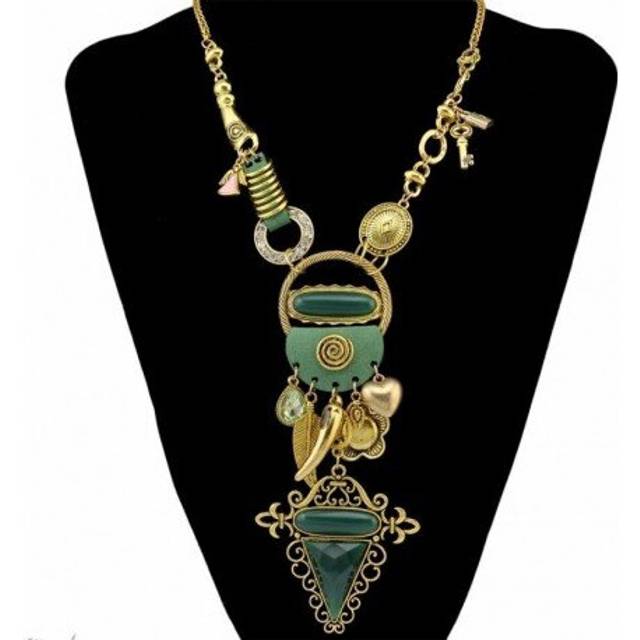 India Style Gypsy Statement Vintage Long Resin Beads Pendant Necklace Ethnic jewelry boho necklace tribal collar Tibet Jewelry - Multicoloured