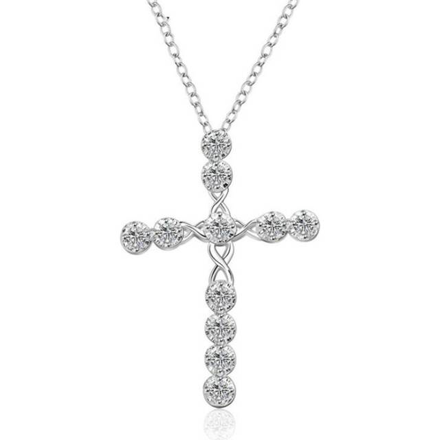 2PCS Fashion Cross Necklace Accessories  Silver plating Pendants Necklace for Women  Jewelry