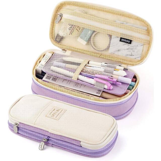 Big Capacity Pencil Pen Case Office College School Large Storage High Capacity Bag Pouch Holder Box Organizer Blue (Purple)