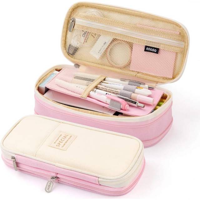 Big Capacity Pencil Pen Case Office College School Large Storage High Bag Pouch Holder Box Organizer Yellow Orange