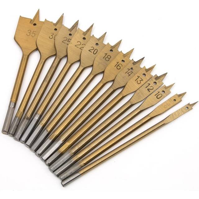 (13pcs) 6/8/13pcs Metric Flat Spade Drill Bits Set Titanium Coating Paddle Wood Hole Cutter for Woodworking
