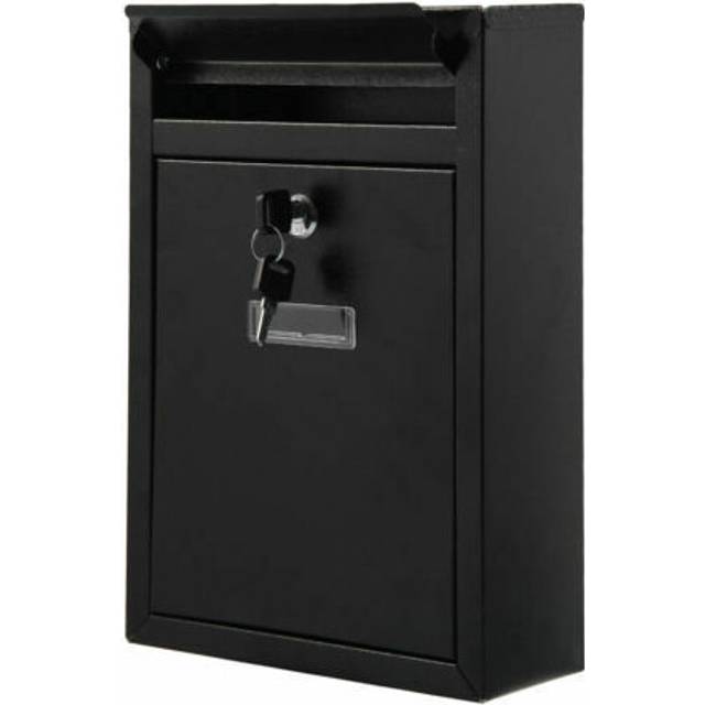 Lockable Black Steel Wall Mounted Postbox