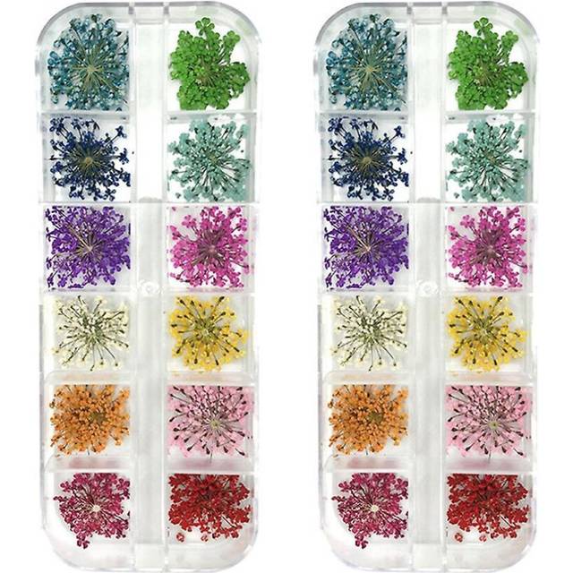Nail Dried Flowers, 3D Nail Art Sticker For Tips Manicure Decor Mixed Accessories, Starry Leaves Flower