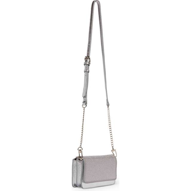Anne Klein Women's Crystalized Mini Flap Crossbody in Clear/Silver size 4.40"