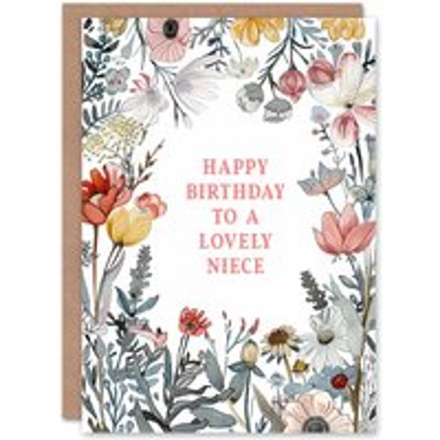 Niece happy birthday card summer meadow floral garden flowers greeting card
