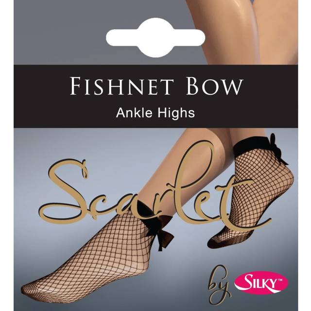 Womens/Ladies Fishnet Bow Ankle High Socks (1 Pair)