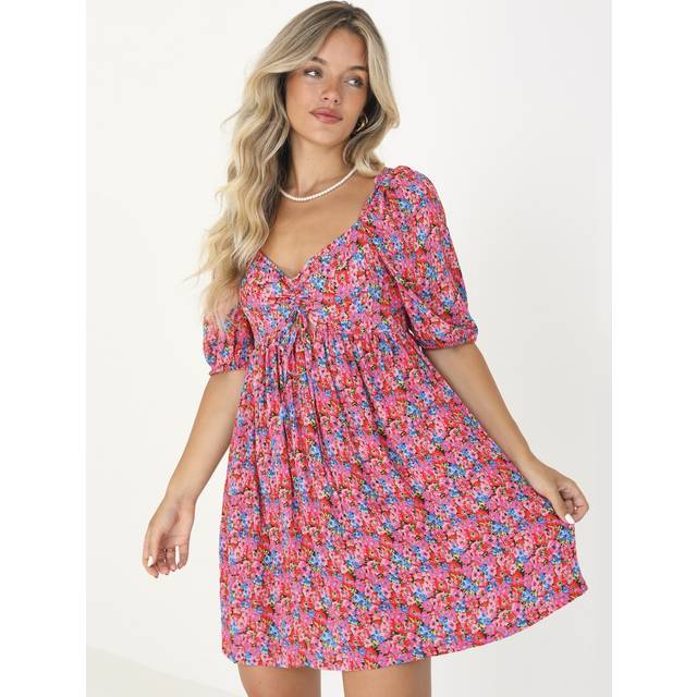 Brave Soul Pink Floral Pattern Short Dress - L