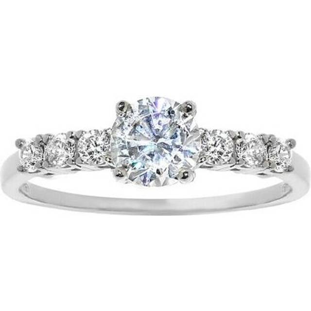 OS0023W-RG-sz6 14k White Gold 1.2 Carat TGW Round Cut Diamonette Engagement Ring - Size 6