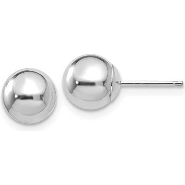 7 mm 14K White Gold Polished Ball Post Earrings, Pair