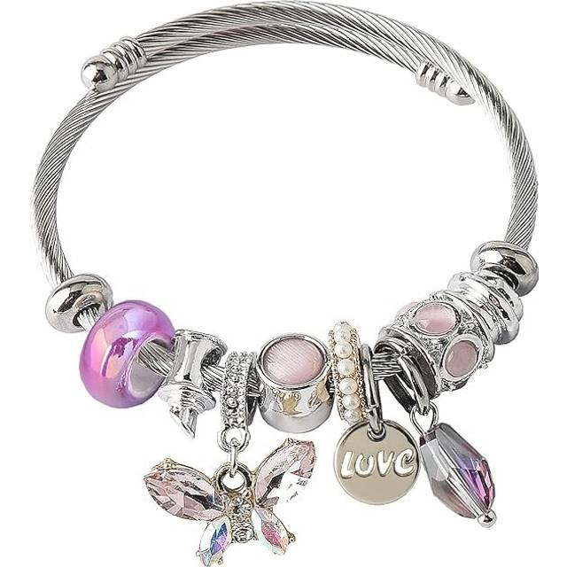 exquisite cute cartoon friendship bracelets Stainless Steel Bangle with birthday Gift box, Adjustable girls jewelry Suitable for holiday gifts