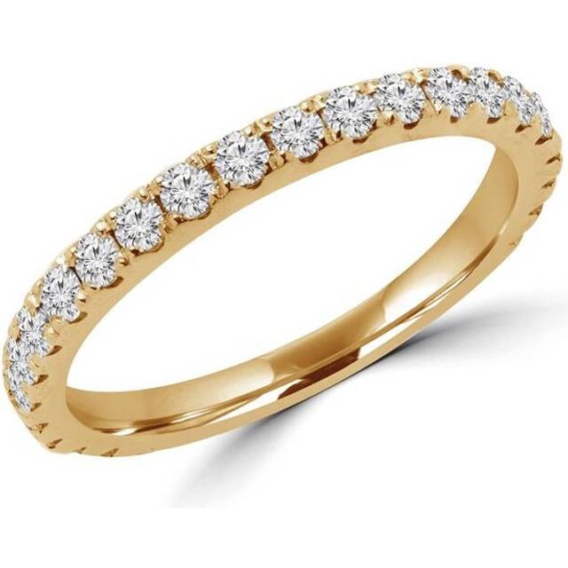 0.4 CTW Round Diamond Semi-Eternity Wedding Band Ring in 14K Yellow Gold, Size 3.5