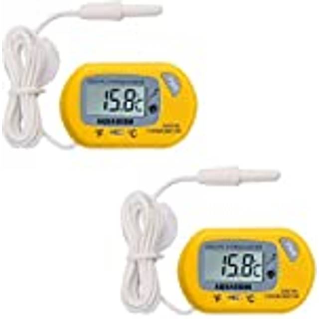 2Pcs LCD Digital Aquarium Thermometer Fish Tank Water Terrarium Temperature - Yellow