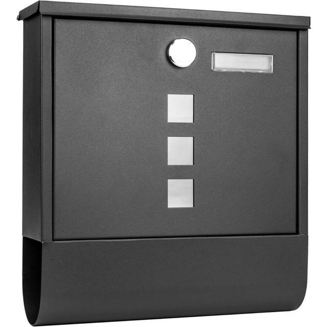 (Dark Grey) Large Mailbox Steel Wall-Mounted Letterbox Secure Key Lock Parcel Post Box