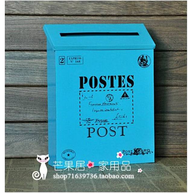 (blue, 02) Countryside Mailbox Small Suggestion Box Iron Sheet Mailbox