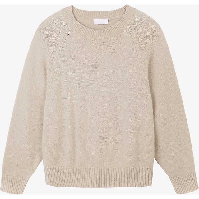 The White Company Womens Midtaupemr Relaxed-fit Round-neck Alpaca and Wool-blend Jumper L - MidTaupeMr