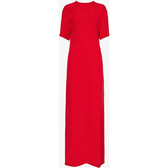 Valentino Garavani Womens Rosso Round-neck Slim-fit Silk Maxi Dress 10 - ROSSO