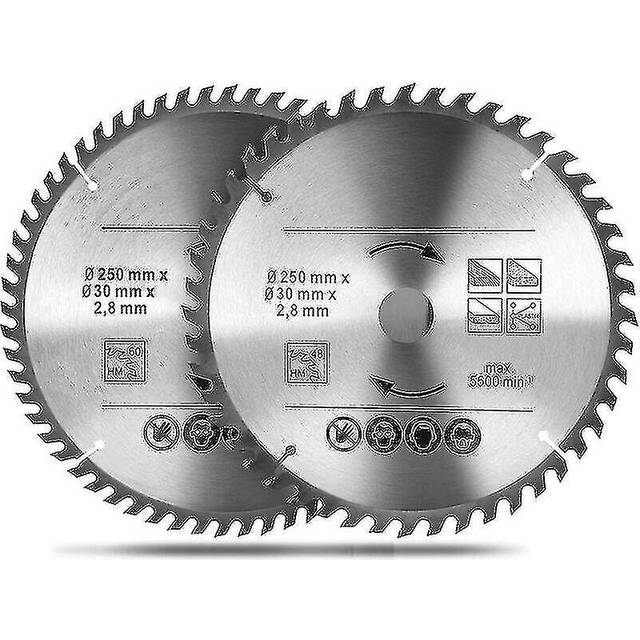 2pcs Circular Saw Blade Wood 250 X 30mm, 48t And 60t Carbide Alloy Saw Blade, For Cutting Natural Wood, Hardwood, Softwood, Abrasive Wood And Veneered
