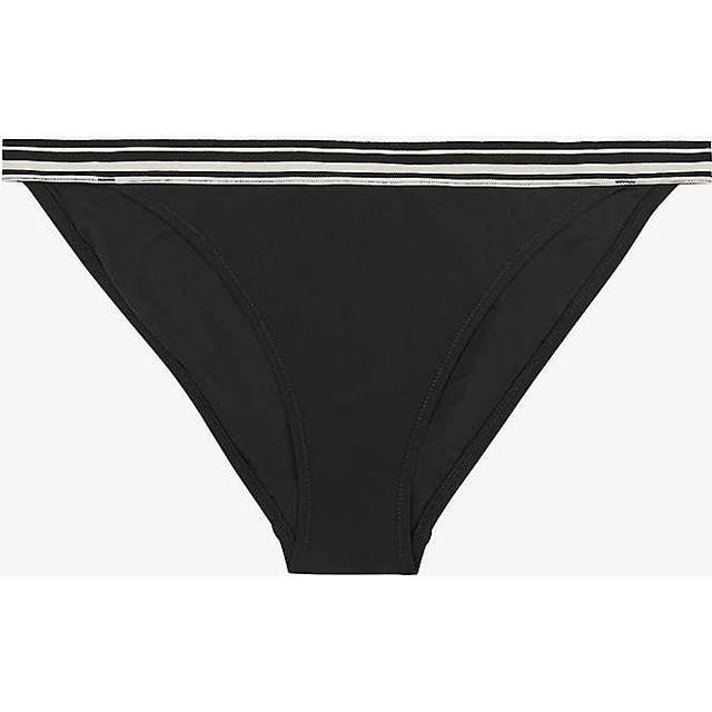 Reiss Womens Black Faith Contrast-stripe Low-rise Bikini Bottoms 4 - BLACK