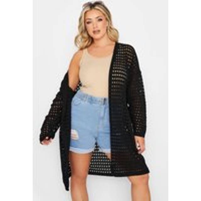Yours Curve Black Crochet Cardigan, Women's Curve & Plus Size, Yours - 26-28