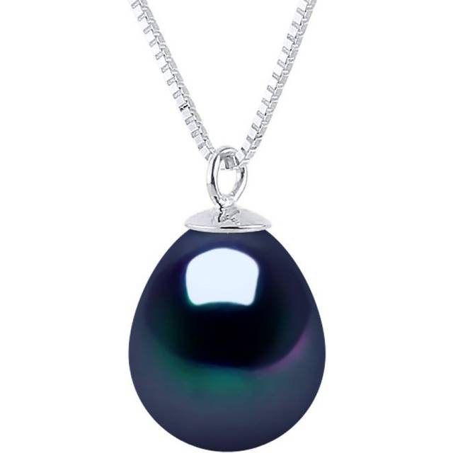 Diadema Womens - Necklace - Real Freshwater Pearls - Black Tahitian Style in White Gold - One Size