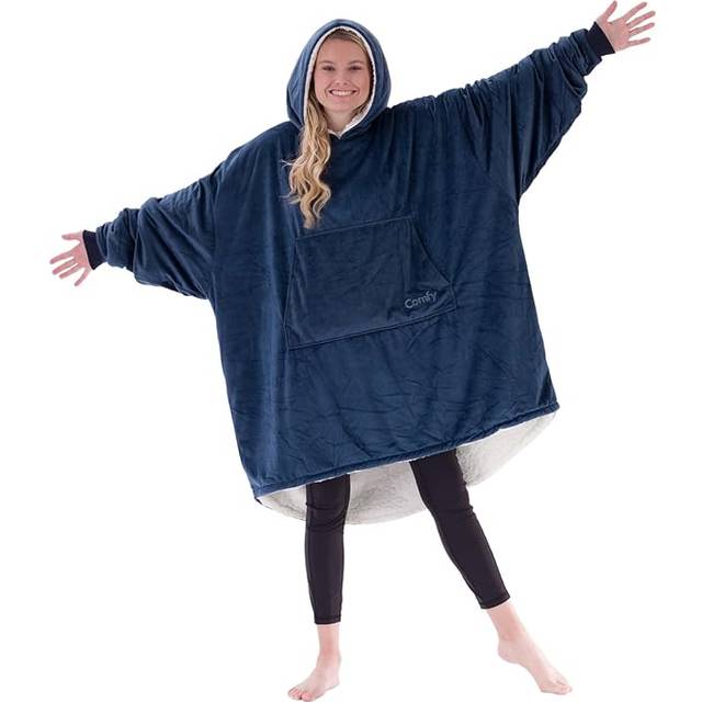 THE cOMFY Original  Oversized Microfiber & Sherpa Wearable Blanket, Seen On Shark Tank, One Size Fits All (Blue)