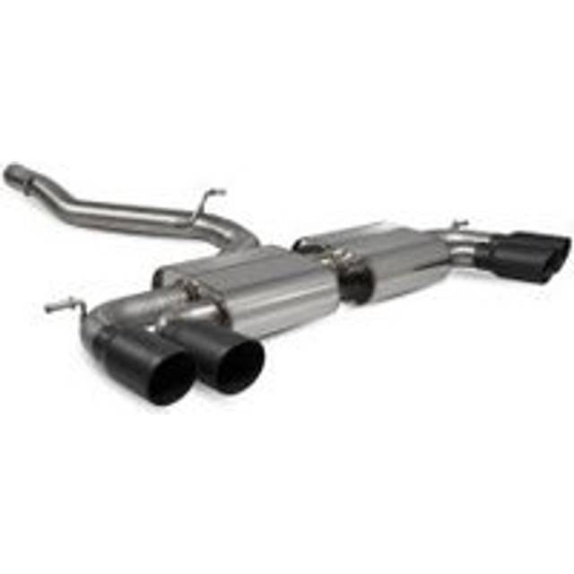 &#34;Scorpion Non-Resonated 3.15&#34; GPF Back Exhaust System - Non-Valved&#34; - 4x 114mm Round Daytona Ceramic Black Tailpipes