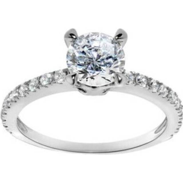 14k White Gold 1.2 Carat TGW Round Cut Diamonette Engagement Ring - Size 5.5