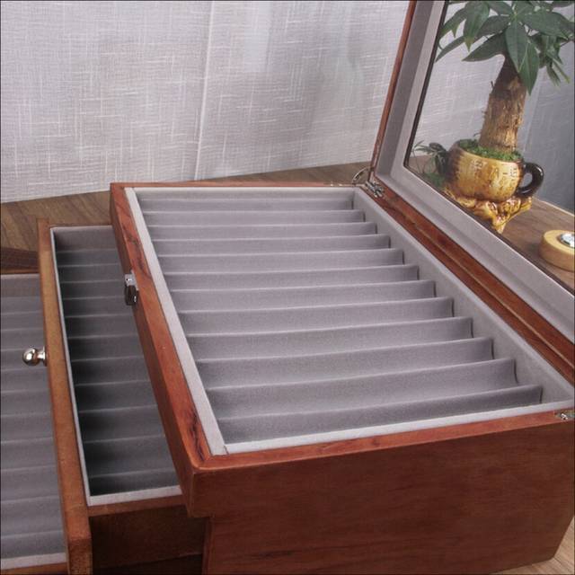 23 Grid Walnut Pen Storage Case Luxury 2 Layer Display Organizer Transparent Window Fountain Box Pen-Collection