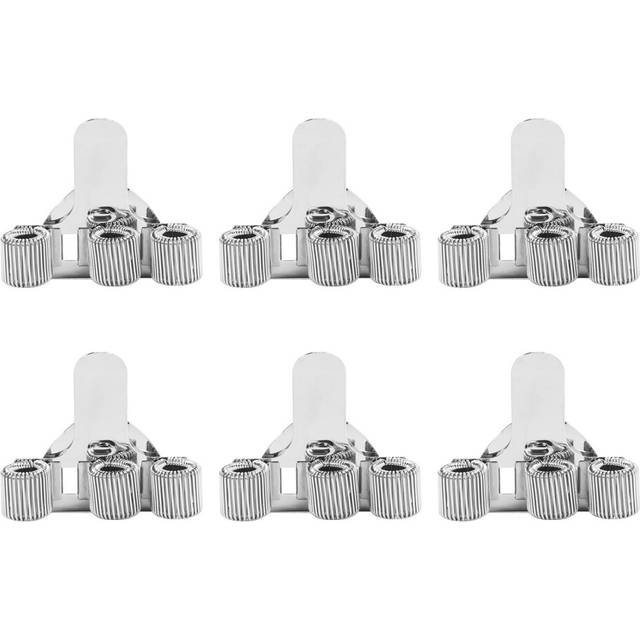 6Pcs Pen Holder Bag Stainless Steel Pen Holder Clip Silver 3 Holes Pen Holder for Notebook At Home, Office