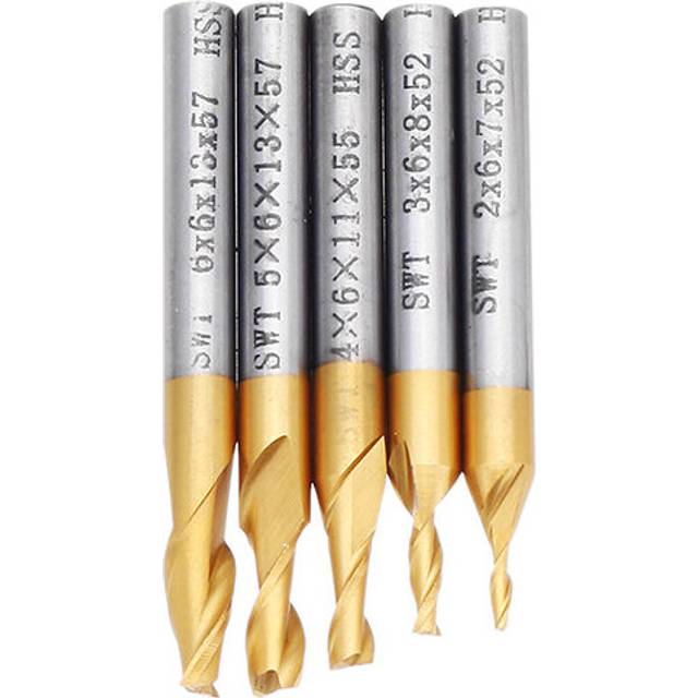 New Drillpro 10pcs 2 Flute 2mm to 6mm Milling Cutter HSS Titanium Coated 6mm Shank End Mill CNC Tool