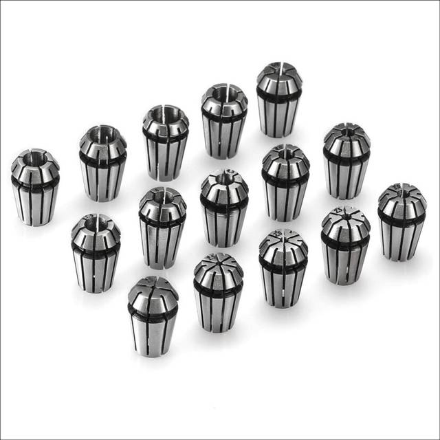 15PCS ER11 Precision Spring Collet Set for CNC Engraving Milling Lathe Chuck Tool 1.0mm-7.0mm & 1/4 inch 1/8 inch