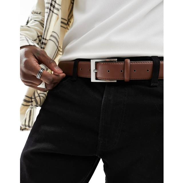 New Look Men's Brown Faux Leather Buckle Belt - XS-S