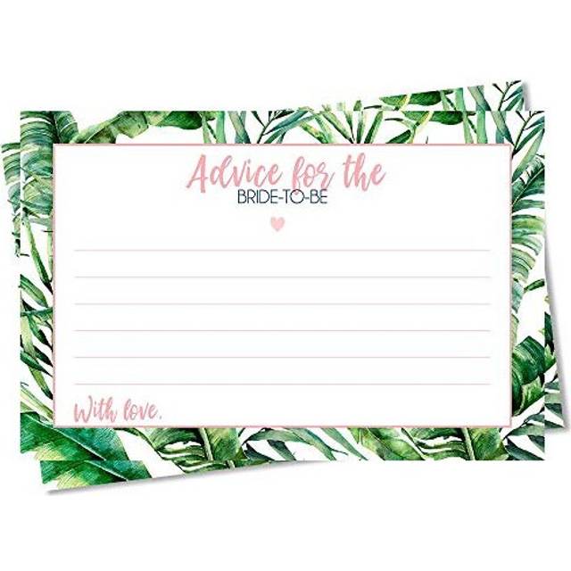 Advice For The Bride To Be Advice Cards Tropical Vibes Bridal Shower Tropic Wedding Party Destination Bachelorette Party Palm Tree Leaves Green Baby P