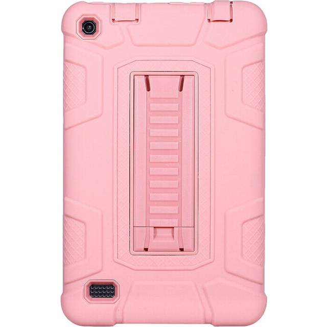 Case for Samsung Amazon kindle fire 7 2017 pink Silicone anti fall leather Z leather bracket back No327413
