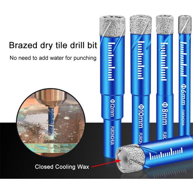 Brazing Dry Drill Bit Marble Granite Glass Drilling 5mm-16mm Strong Toughness Set Flooring Wall Tile Dry Hole Tool