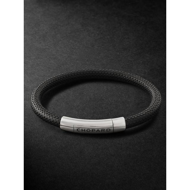 Chopard - Classic Racing Rubber and Silver-Tone Bracelet - Men - Black