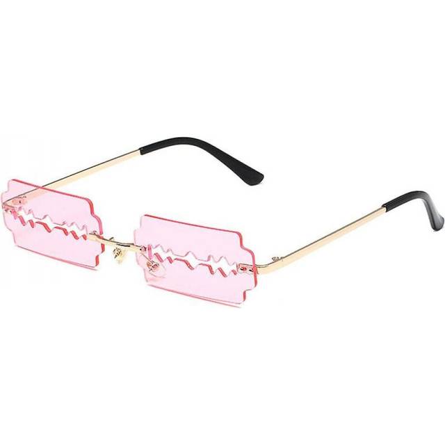Slim Rimless Safety Double Edged Razor Blade Shaped Lenses Luxury Sunglasses