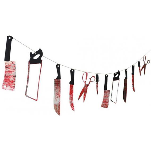 2 Sets Horror Halloween Series Simulate Blood Printing Hanging Pendant Decoration Bar Haunted House Door Prop