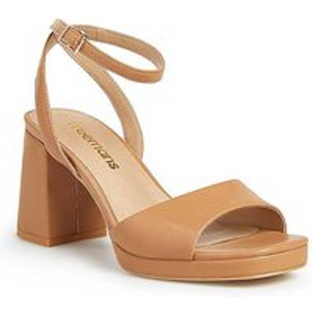 Freemans Nude Square Toe Platform Heeled Sandals