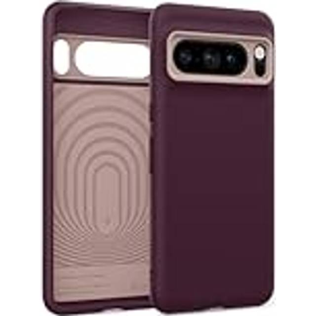 Caseology Nano Pop för Google Pixel 8 Pro fodral, [tvåfärgad färg], militärkvalitet droppskydd, sidogrepp mönster telefonskydd för Google Pixel 8 Pro – vinröd böna